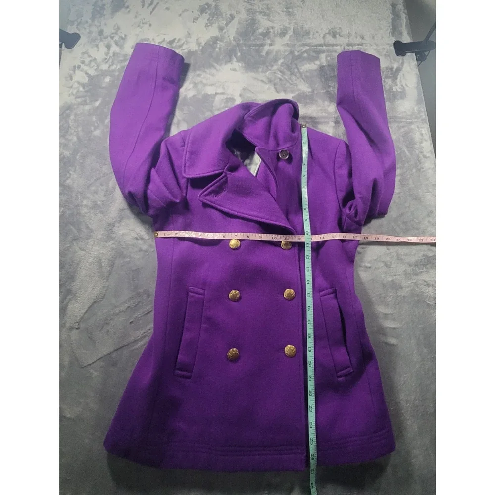 J. Crew Peacoat Jacket Womens 4 Wool Blend Double Breasted Purple - Picture 4 of 11